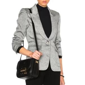 Smythe Peaked Lapel Inverted Pleat Pocket Blazer in Shark Size 2